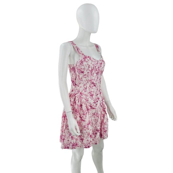 Hyacinth House NEW Pink Abstract Floral Rosemary Drop Waist Mini Dress Size S - Picture 7 of 7